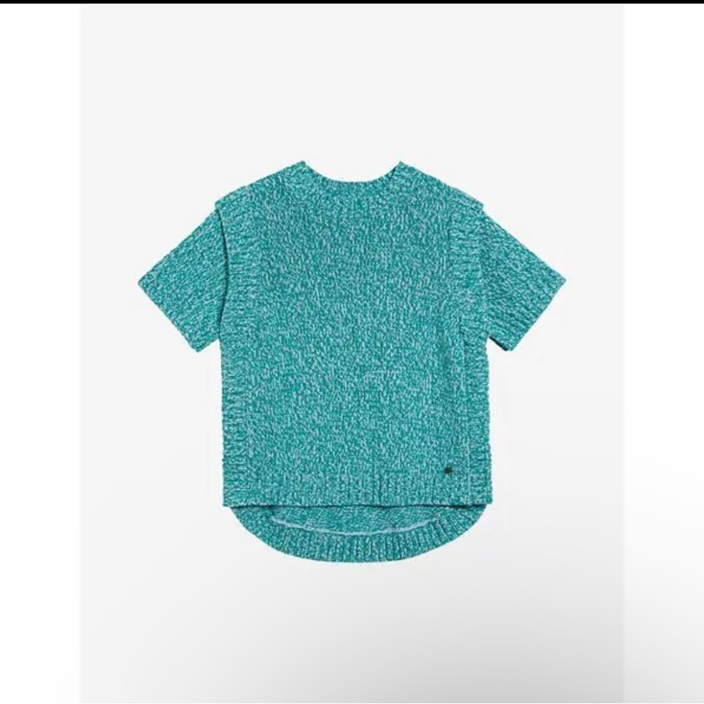 Ted Baker Size 2 Teal Aisana knit top sweater short sleeve